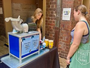 Serving snow cones at the University of Notre-Dame
