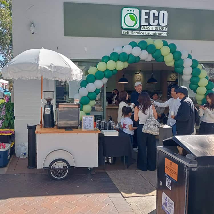 Coffee Cart at Eco Wash and Dry Grand Opening